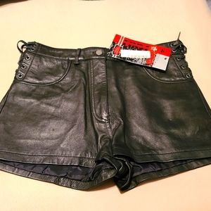 Leather black shorts
